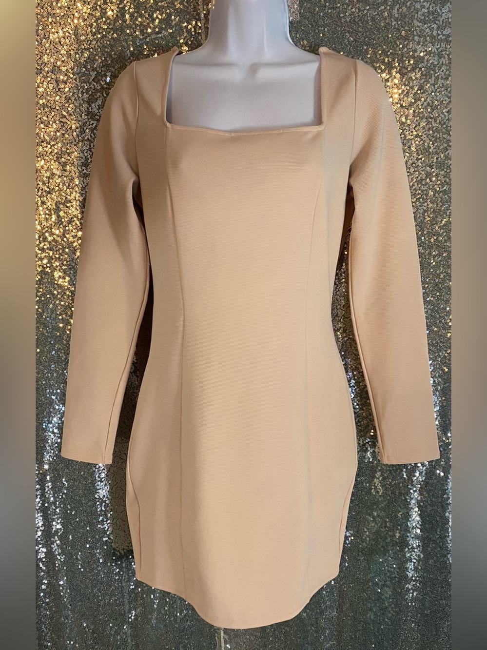 Charlotte Russe | Blush Peach | Square Neck Bodycon Mini Dress M